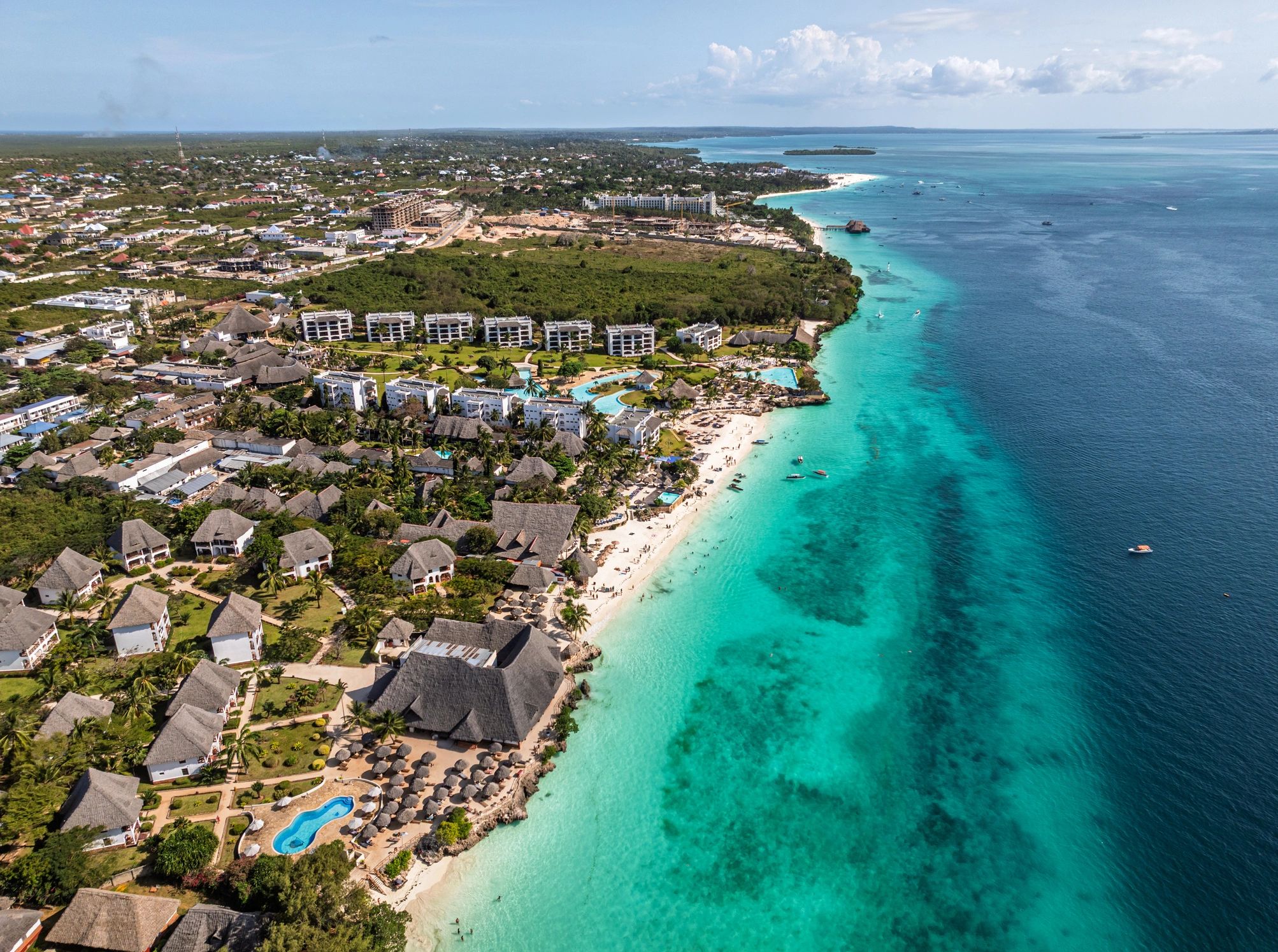Luxury hotel resort exterior by the coast
