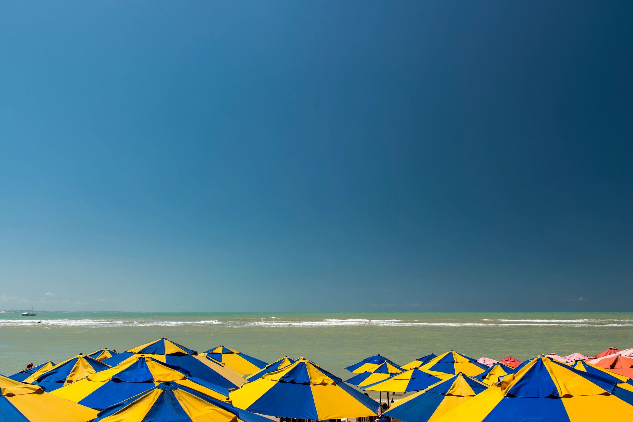 Beach parasols by the sea
