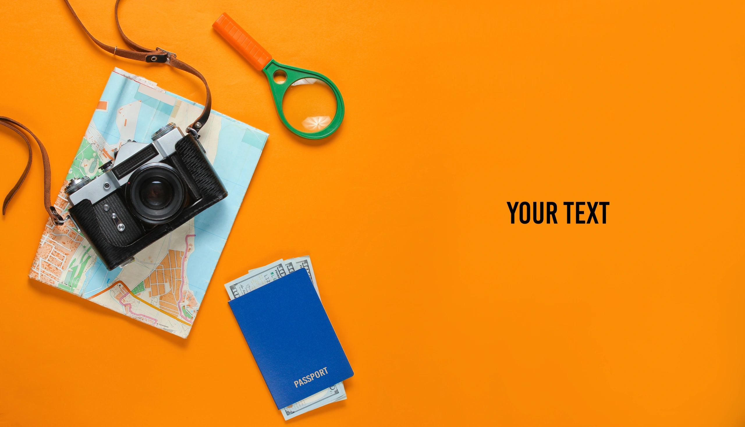 Holiday travel accessories and packing essentials arranged for a visual guide section