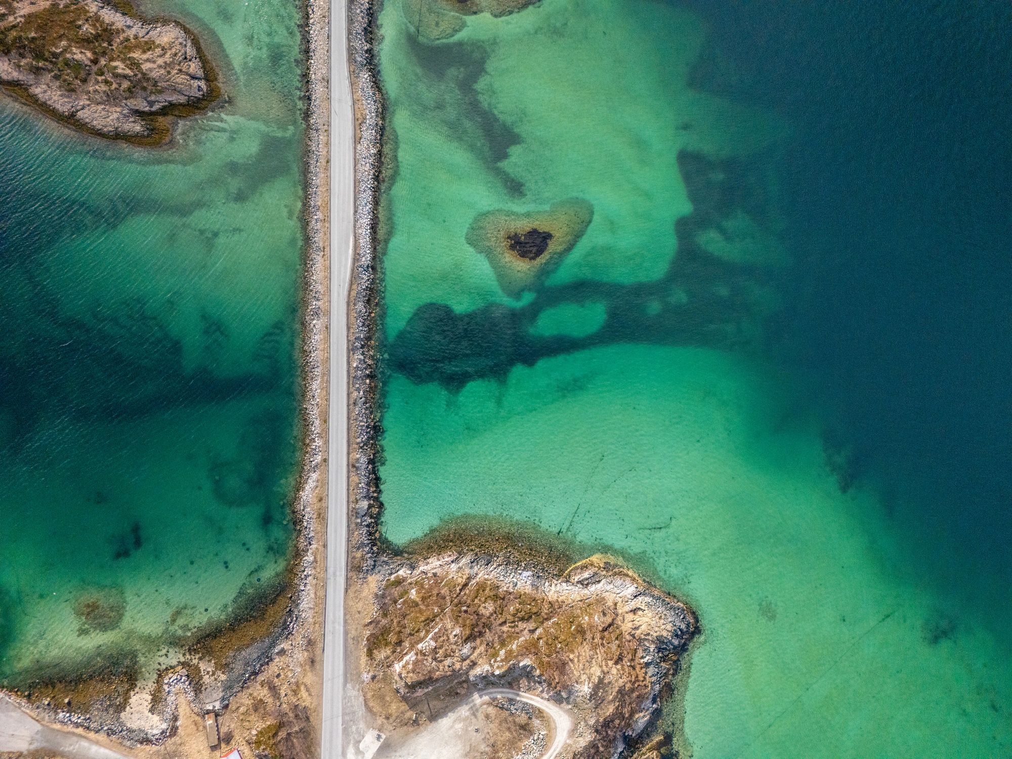 Aerial view of a Norway fjord coastline