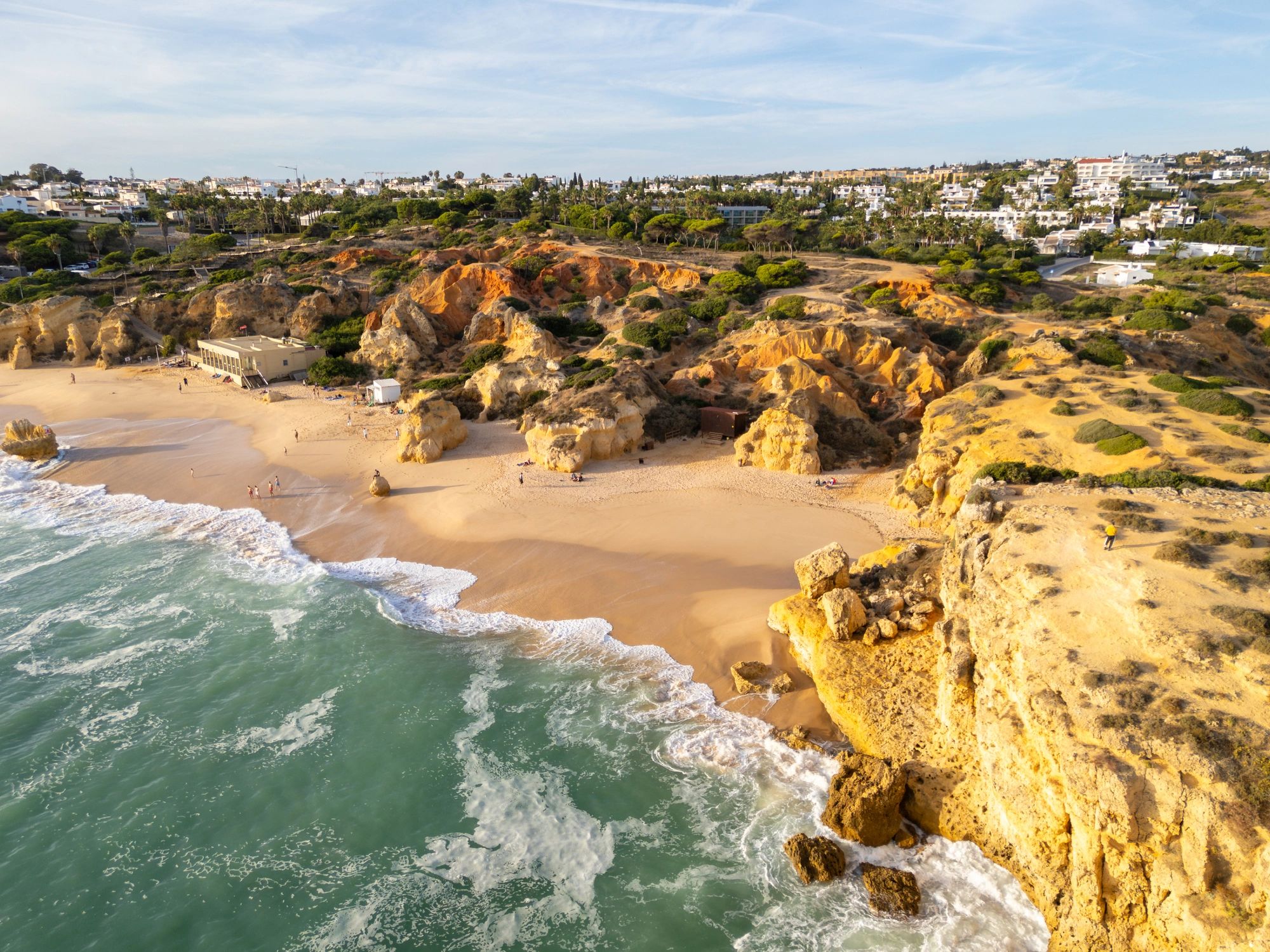 Paradinha Beach, Rocks and Atlantic Ocean on Sunny Day. Aerial View. Portugal