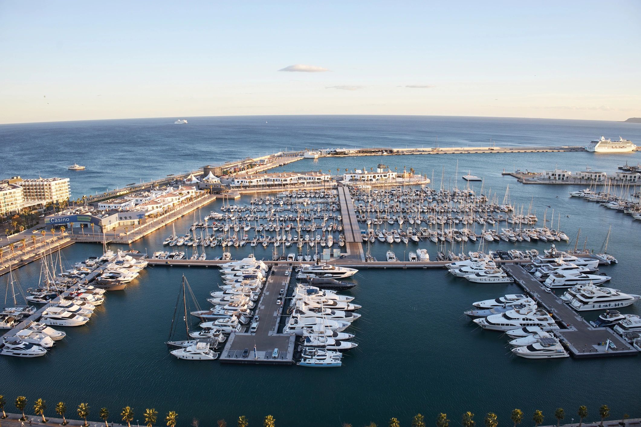 Costa Blanca marina and coastline under blue skies