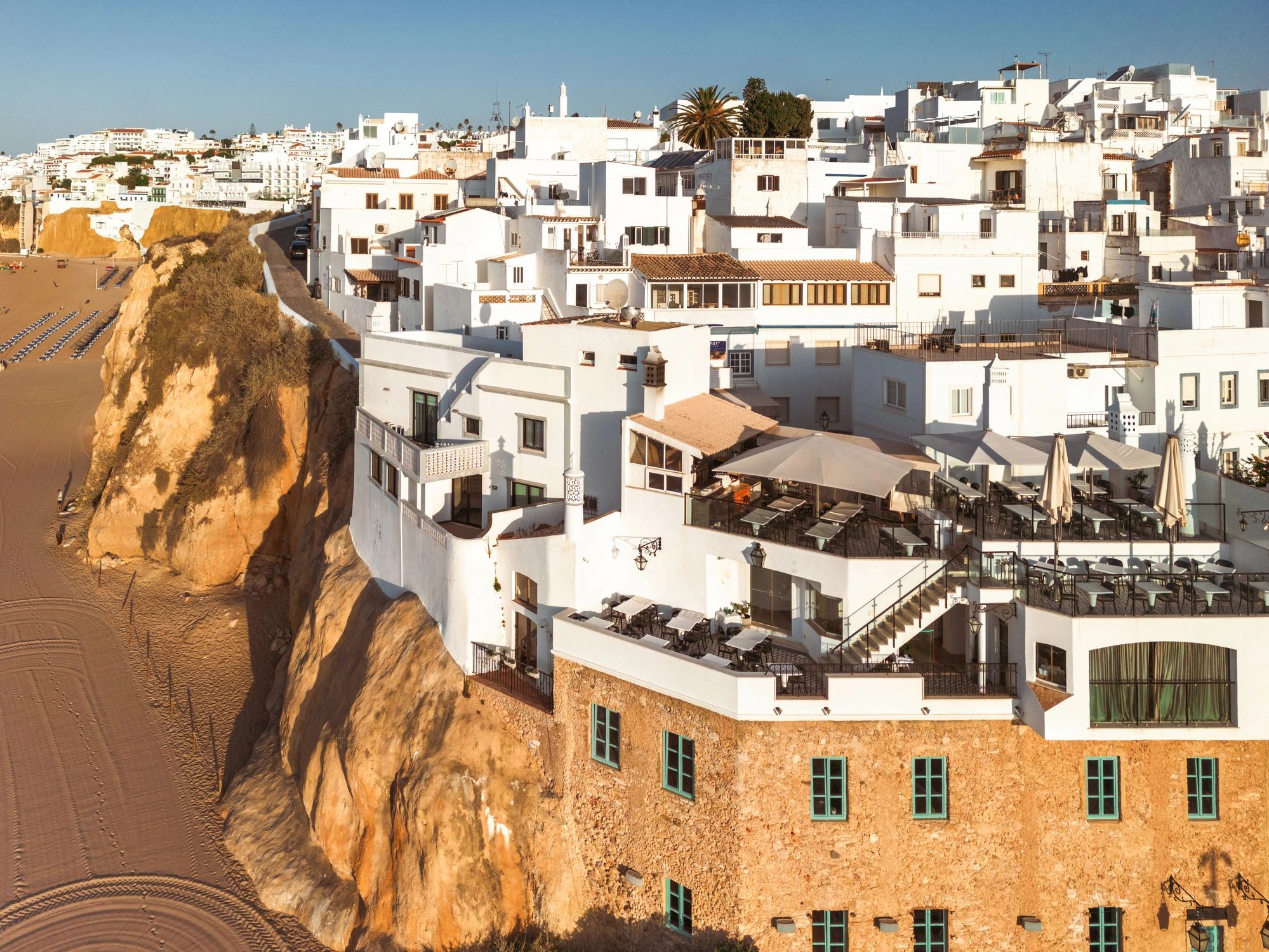 Portugal Algarve coastline with golden cliffs and Atlantic beach