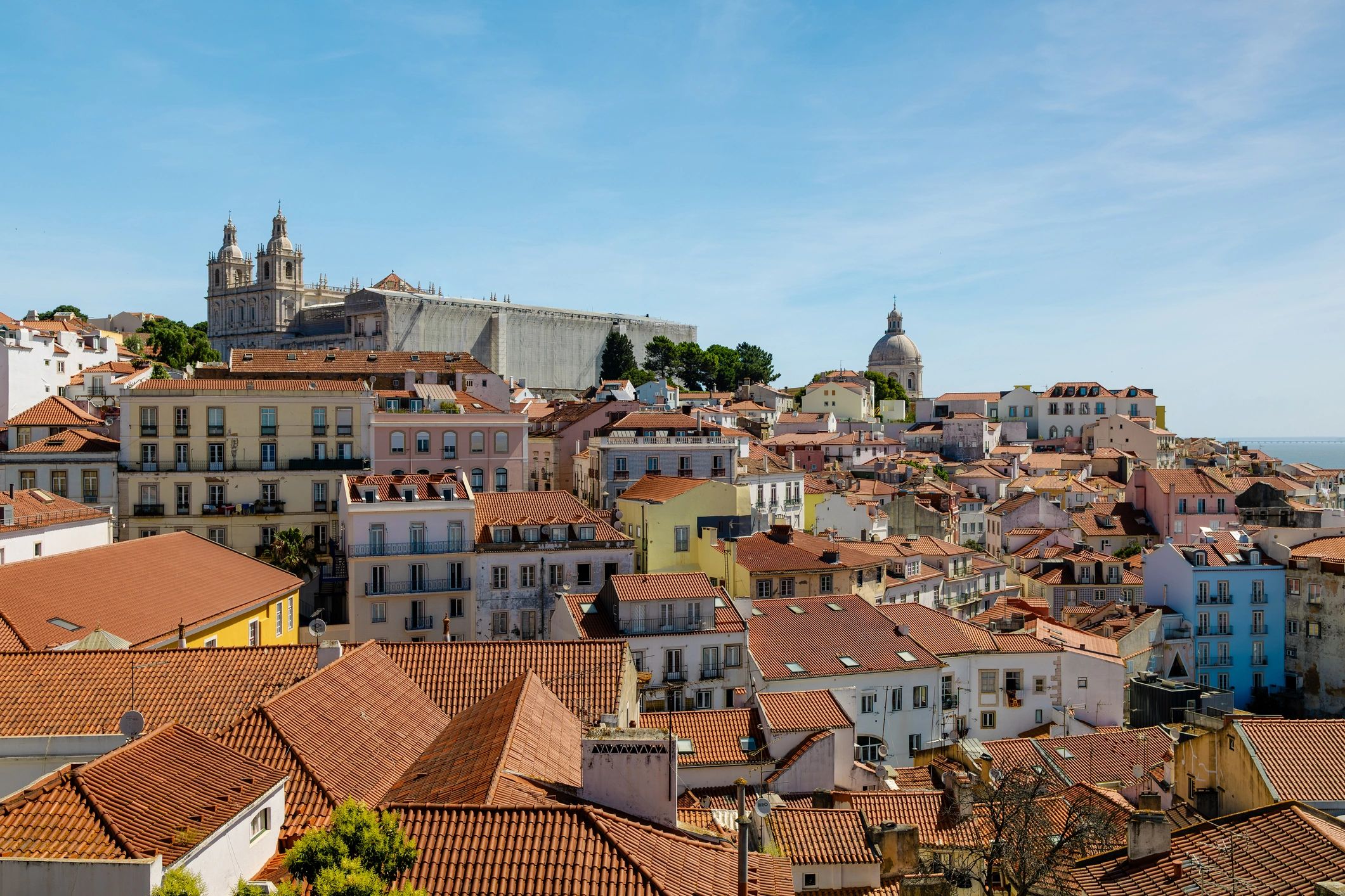 Lisbon rooftops and historic buildings in Alfama